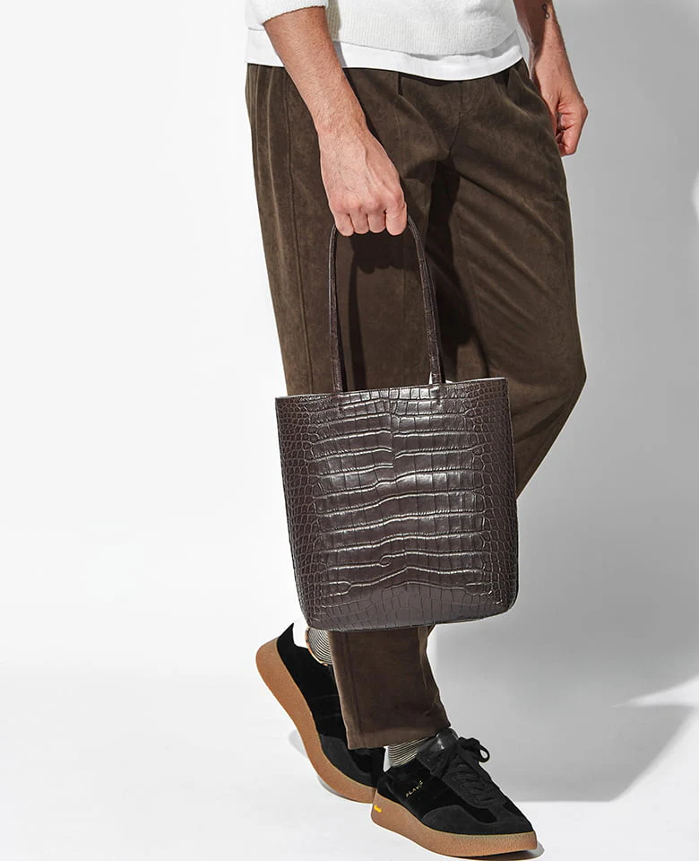 本クロコダイル スリムハンドルトートバッグ - Image 11