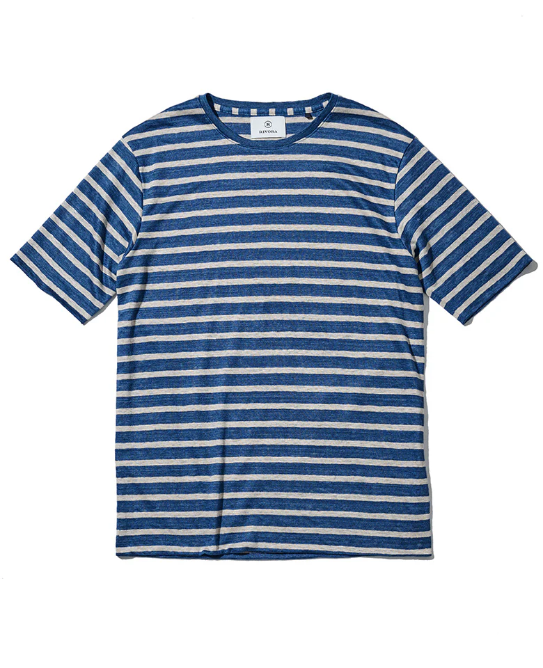 ヴィンテージ リネン ボーダー レイヤード Tシャツ - Image 2