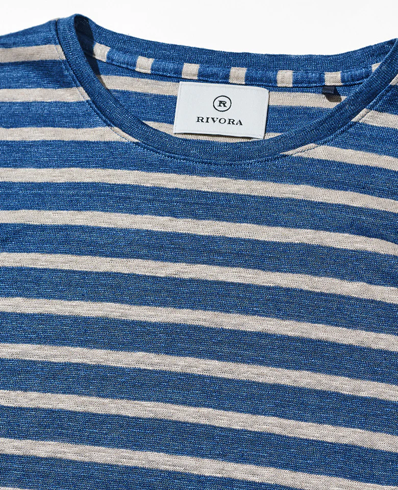 ヴィンテージ リネン ボーダー レイヤード Tシャツ - Image 3