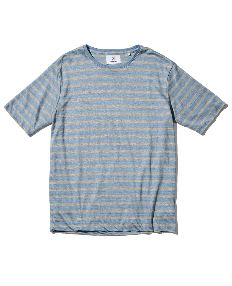 ヴィンテージ リネン ボーダー レイヤード Tシャツ - Image 6
